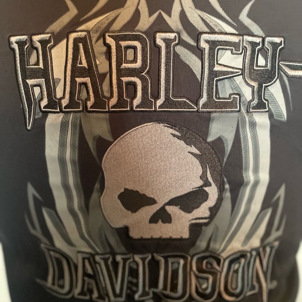 Harley-Davidson Black and Gray Casual Button Down Shirt